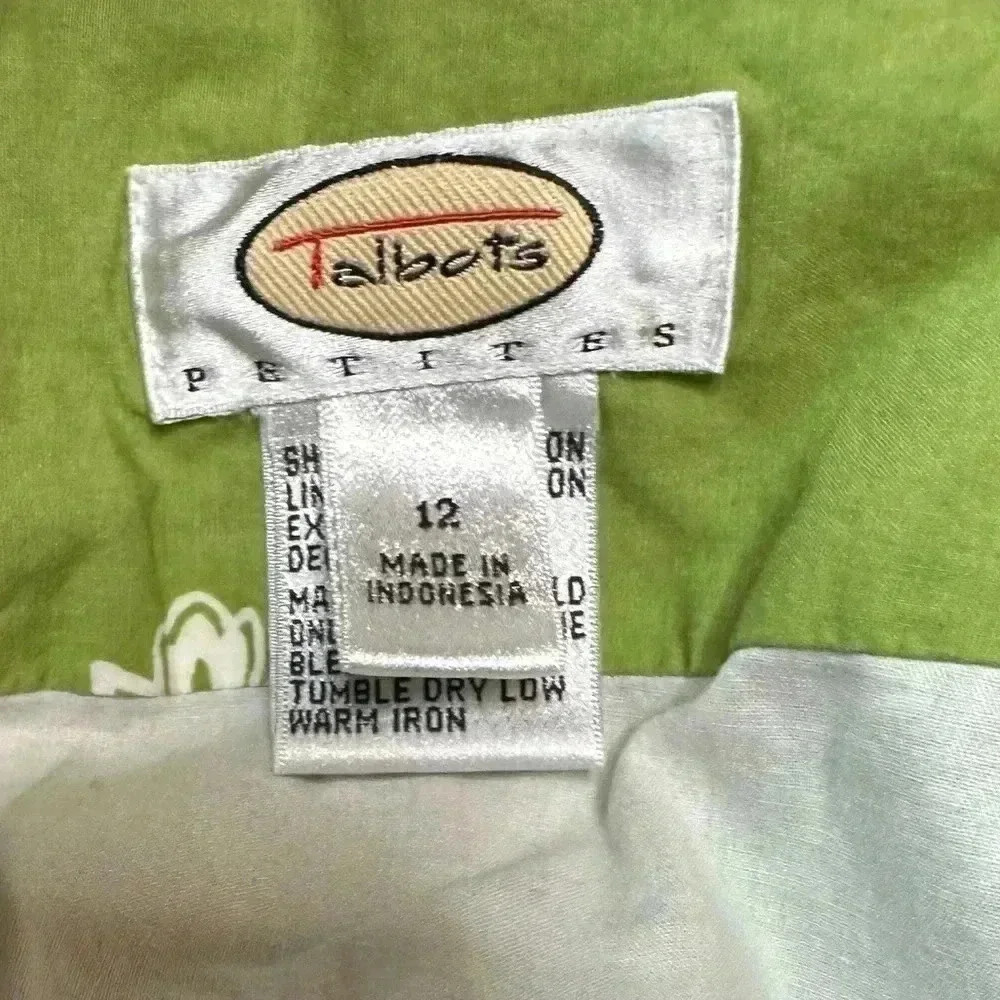 Talbots Spring Green White Garden Party Skirt with White Eyelet-Trimmed Lining - Picture 5 of 6